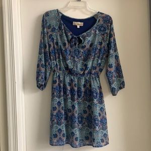 Blue fit & flare dress with Paisley Design